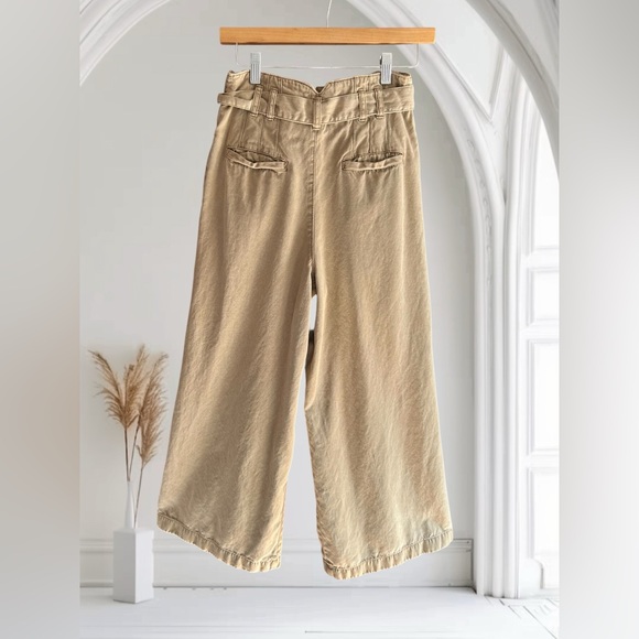 FREE PEOPLE Dwell on Dreams Wide Leg Pants Trousers Tan Pleated 26 - Picture 4 of 10